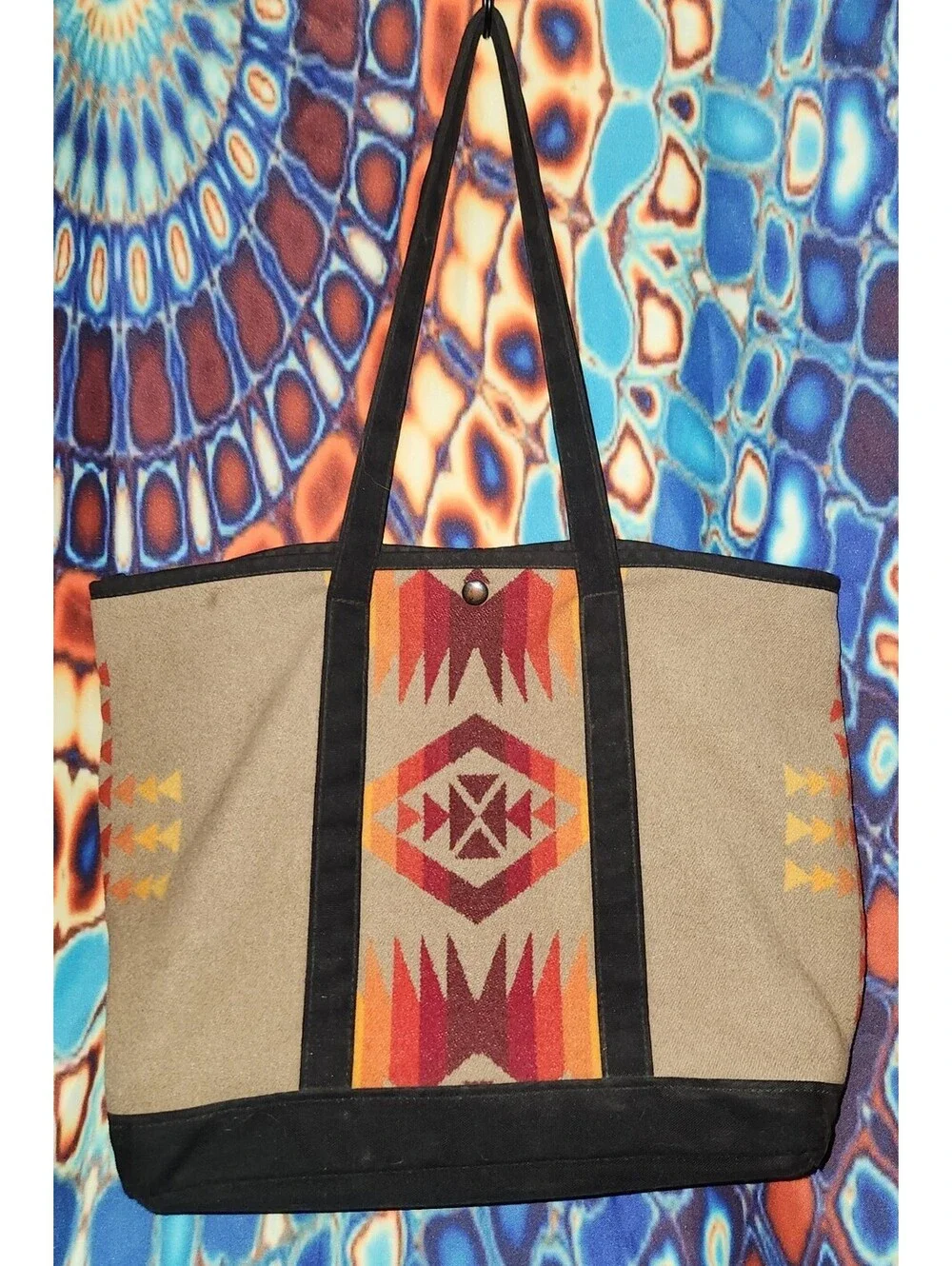 RARE! PENDLETON Chief Joseph Chili WOOL Open Tote Snap Clean